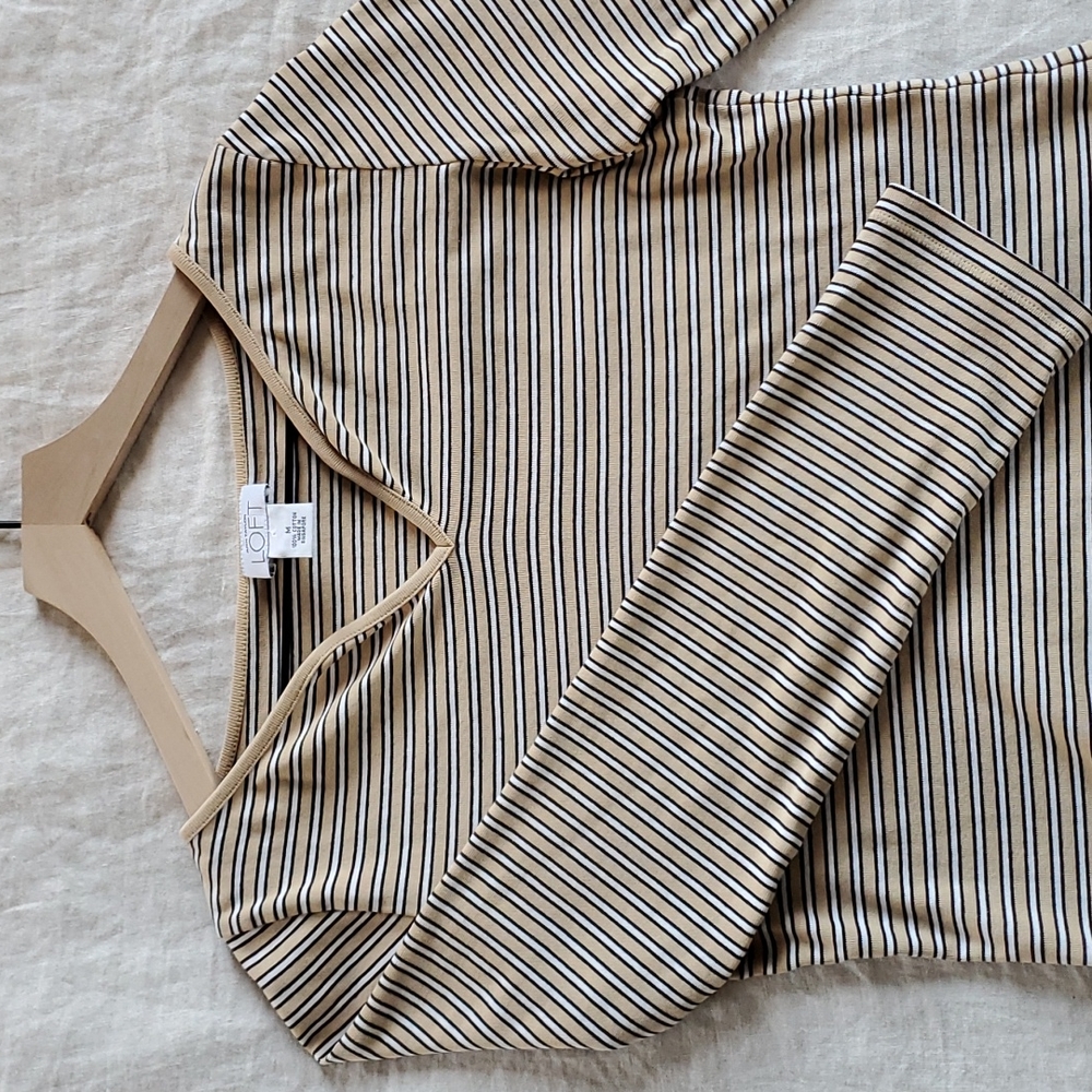 VINTAGE 90's Boatneck Striped Longsleeve |100% Cotton| W Medium Long Sleeve Tee